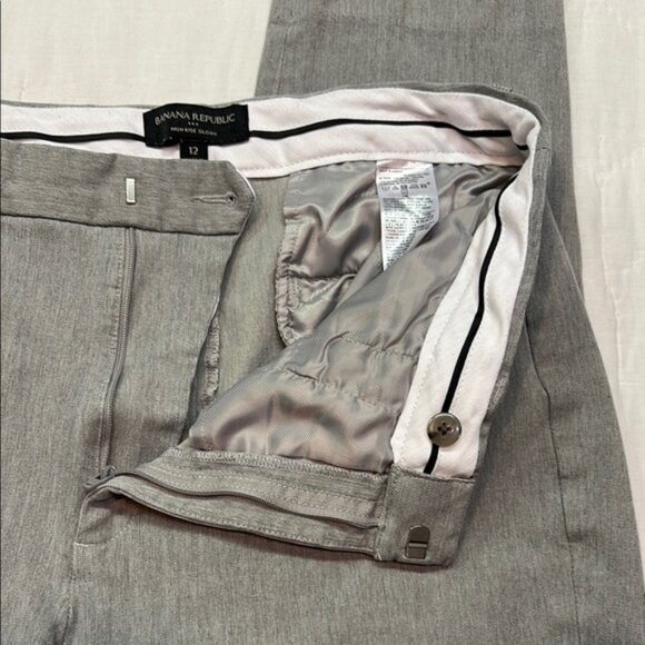 Banana Republic Women's High Rise Sloan Classic Fit Trousers Light Gray Pants - Picture 4 of 8